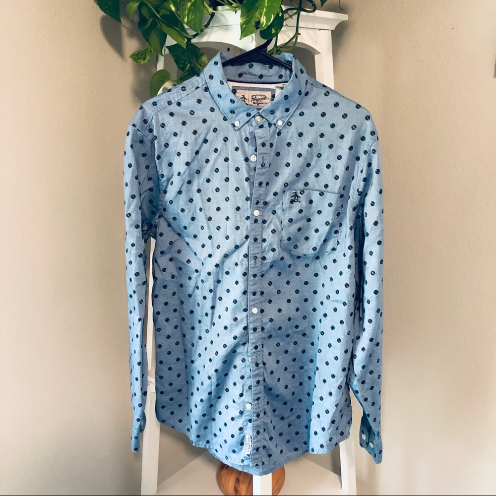 Penguin Long Sleeve Button Down. Large.
